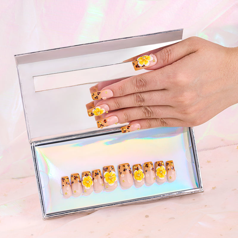 Floral Leopard Fun   Handmade Nails MG601