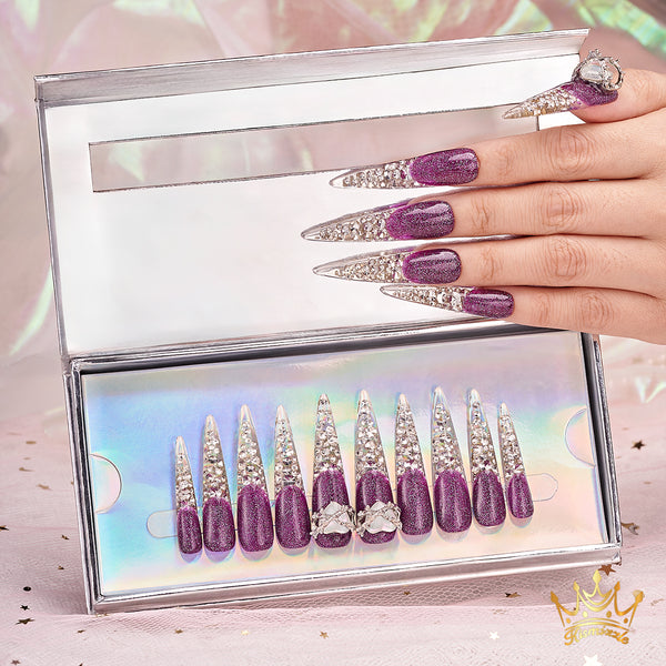 Purple Starlight Handmade Nails MG388