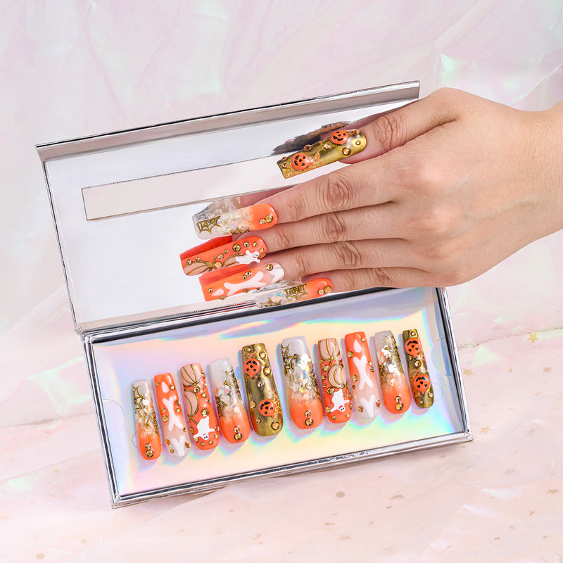 Pumpkin Spell Handmade Nails MG571