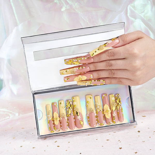 Golden Blossoms Handmade Nails MG505