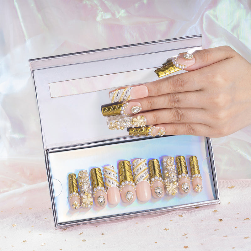 Nile's Golden Veil  Handmade Nails MG516