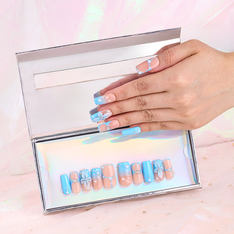 Icy Blue Sweet Dream   Handmade Nails MG605