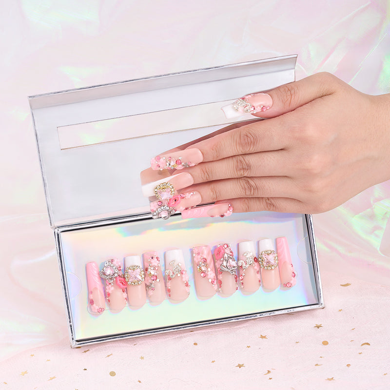 Bling Heart Handmade Nails MG543