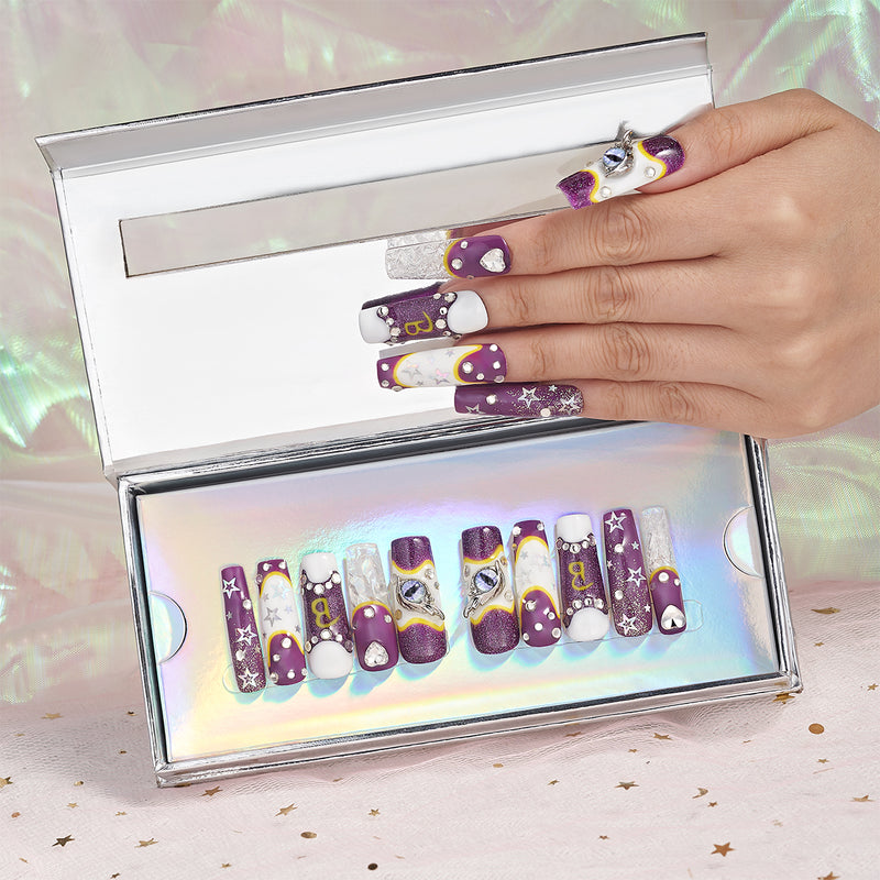 Raven's Starry Night Handmade Nails MG476