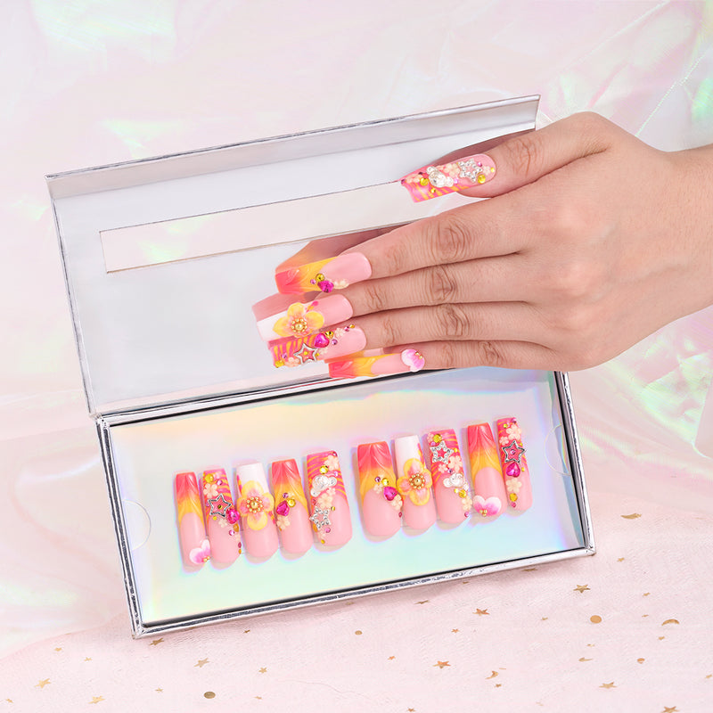 Peachy Sunset Handmade Nails MG544