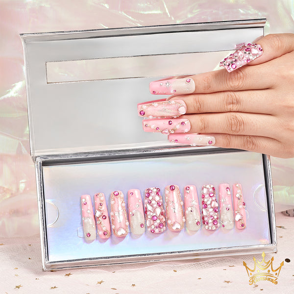 Pink overload Handmade water Nails MG442