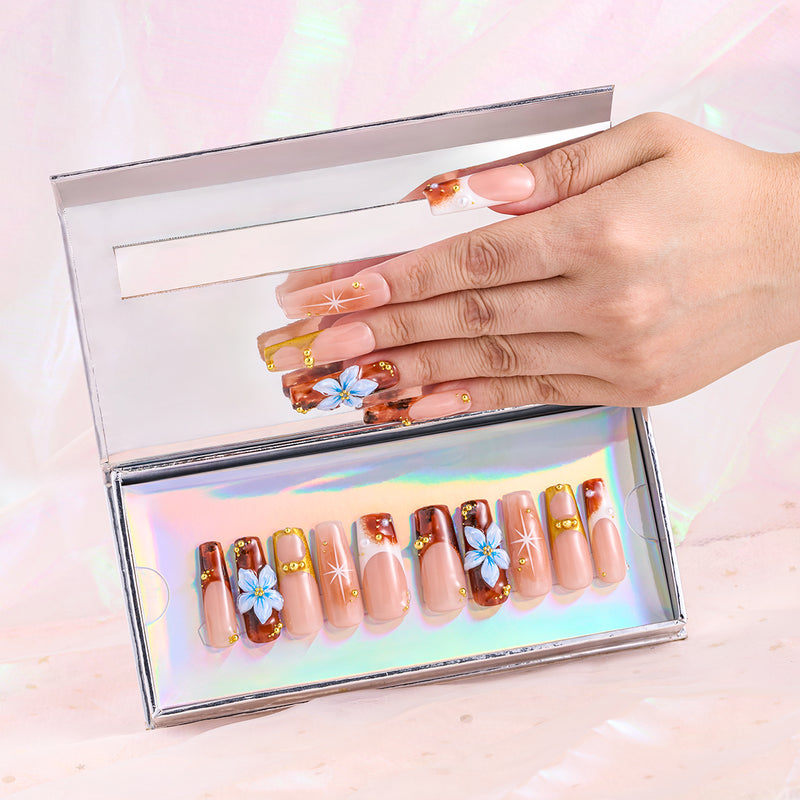 Frosty Caramel  Handmade Nails MG609