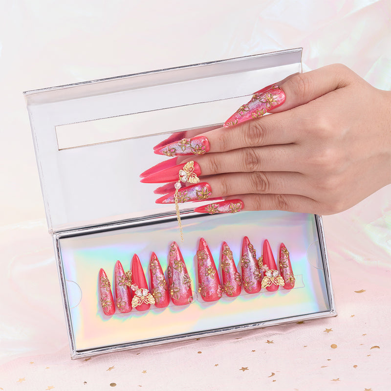 Glitter Butterfly Handmade Nails MG527