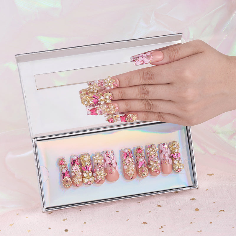 Luxe Floral Gala Handmade Nails MG534