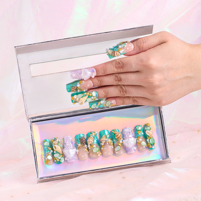 Whispers of the Sea Glow Handmade Nails MG565