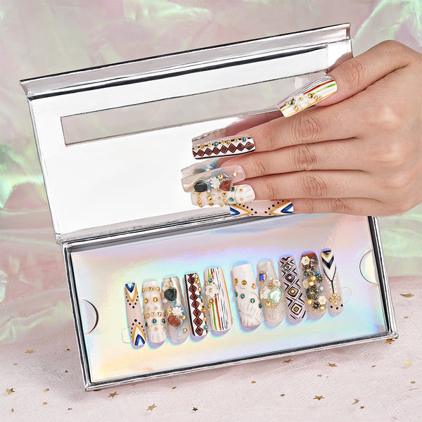 Tribal Glimmer Handmade Nails MG483
