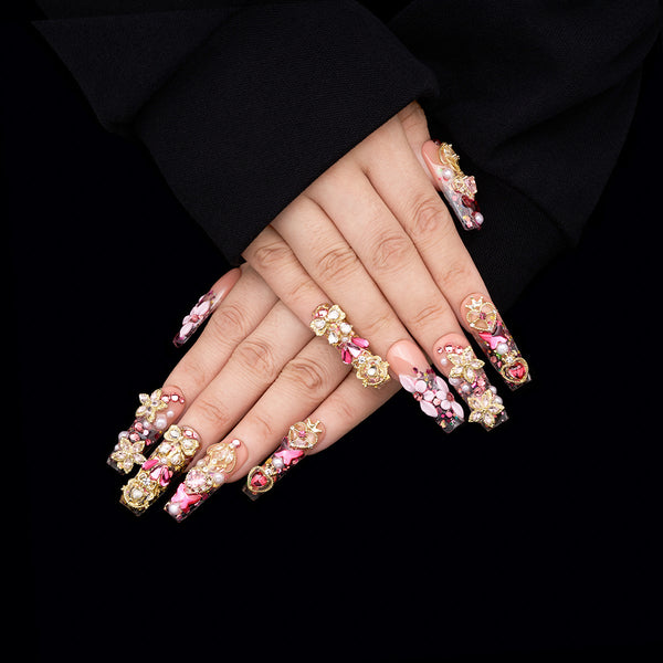 Luxe Floral Gala Handmade Nails MG534