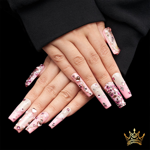 Pink overload Handmade water Nails MG442