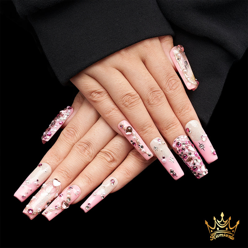 Pink overload Handmade water Nails MG442