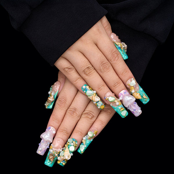 Whispers of the Sea Glow Handmade Nails MG565
