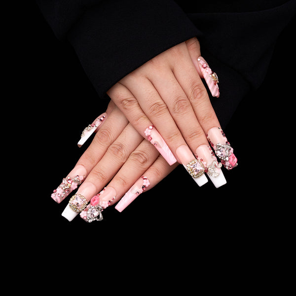 Bling Heart Handmade Nails MG543