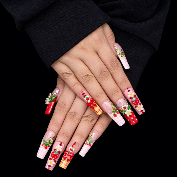 Berry Picnic Dance Handmade Nails MG588