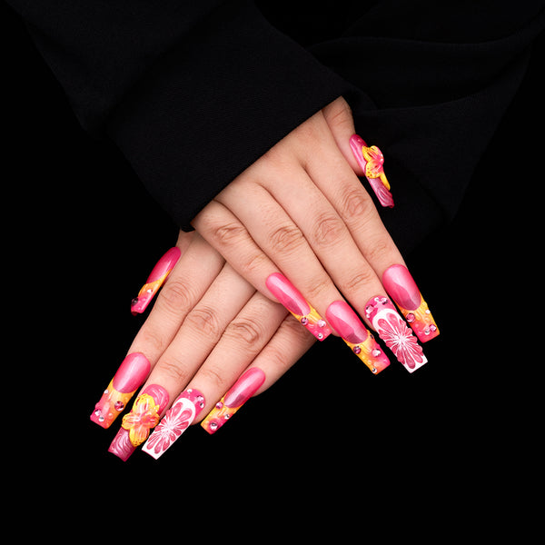 Floral Drip Handmade Nails MG548