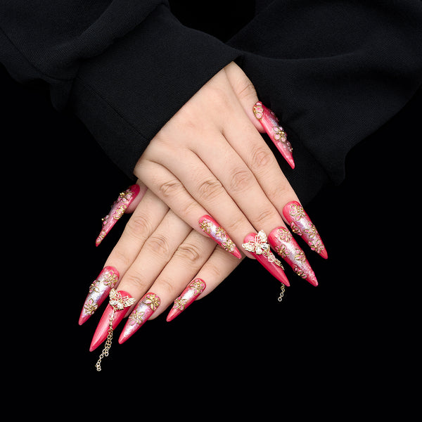 Glitter Butterfly Handmade Nails MG527