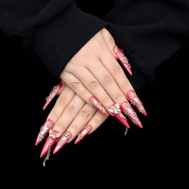 Glitter Butterfly Handmade Nails MG527