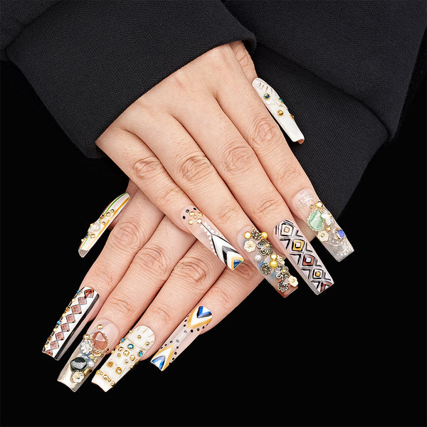 Tribal Glimmer Handmade Nails MG483