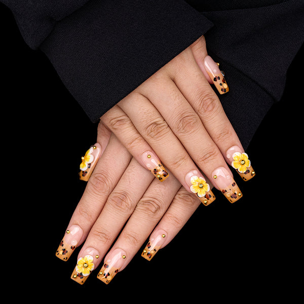 Floral Leopard Fun   Handmade Nails MG601