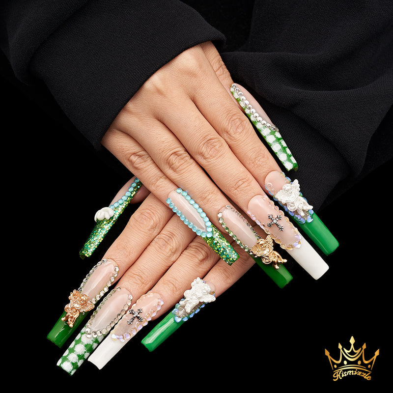 Heavenly Green Handmade Nails MG408