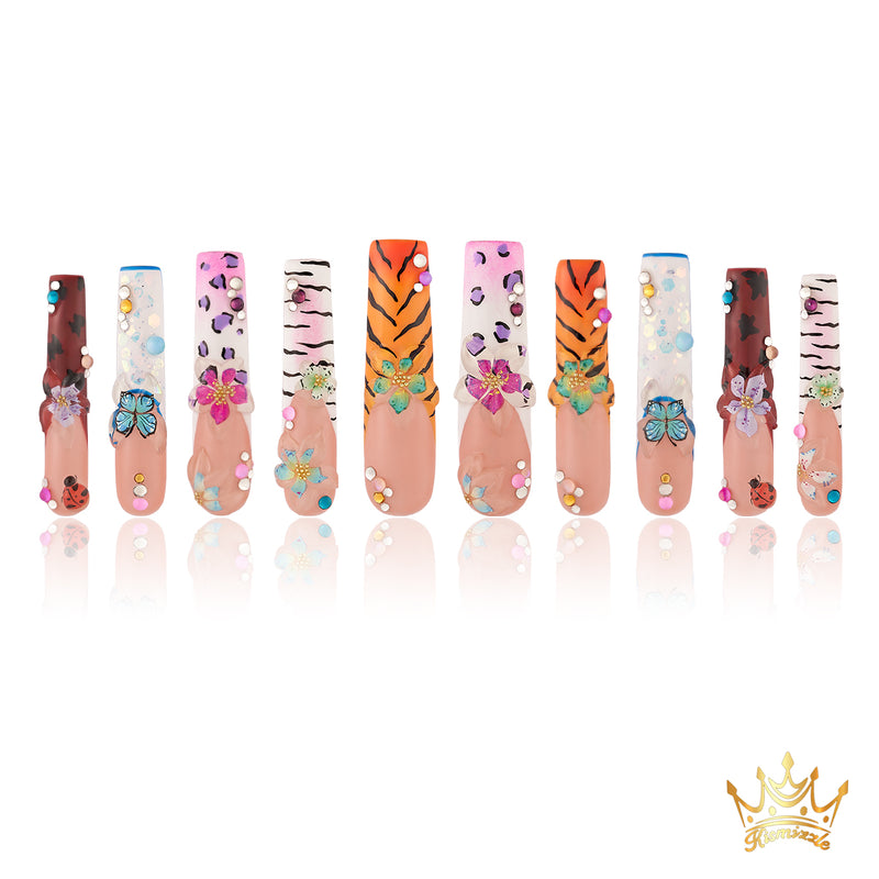Tropical Garden Handmade Nails MG409