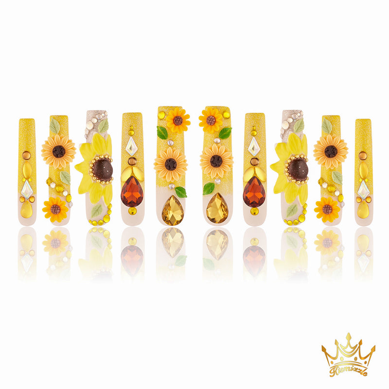 Van Gogh's Sunflowers Handmade Nails MG306