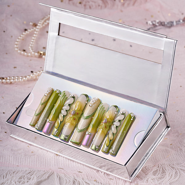 Emerald Bloom Handmade Nails MG352