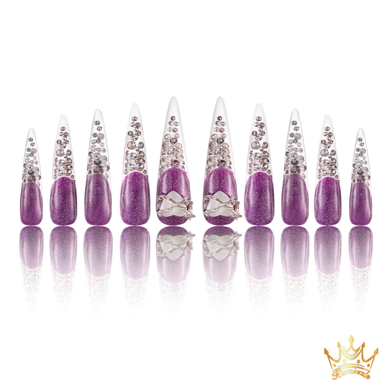 Purple Starlight Handmade Nails MG388