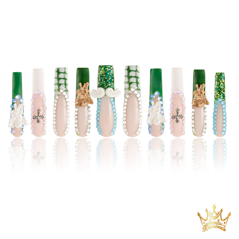Heavenly Green Handmade Nails MG408