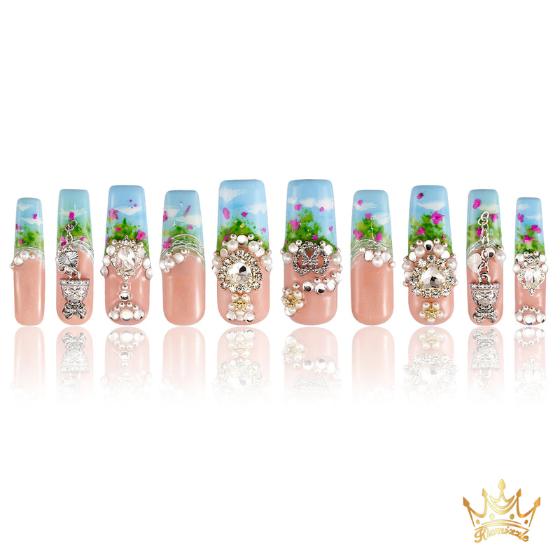 Blue-tiful Day  Handmade Nails MG425
