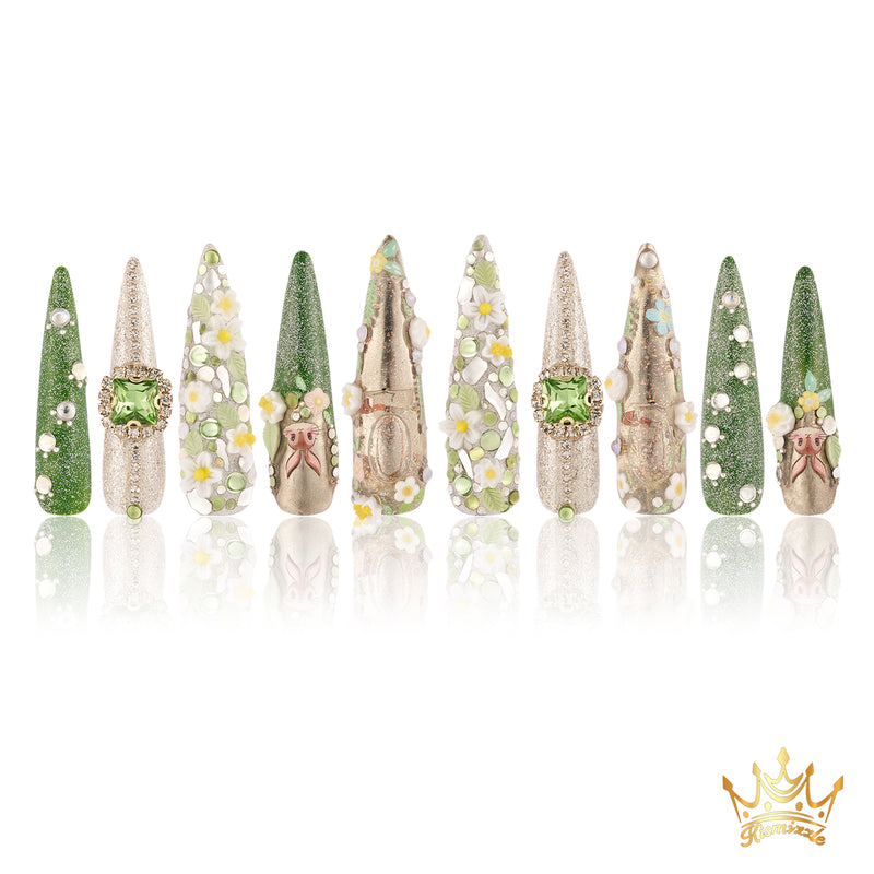 Forest Mirage Handmade water Nails MG444