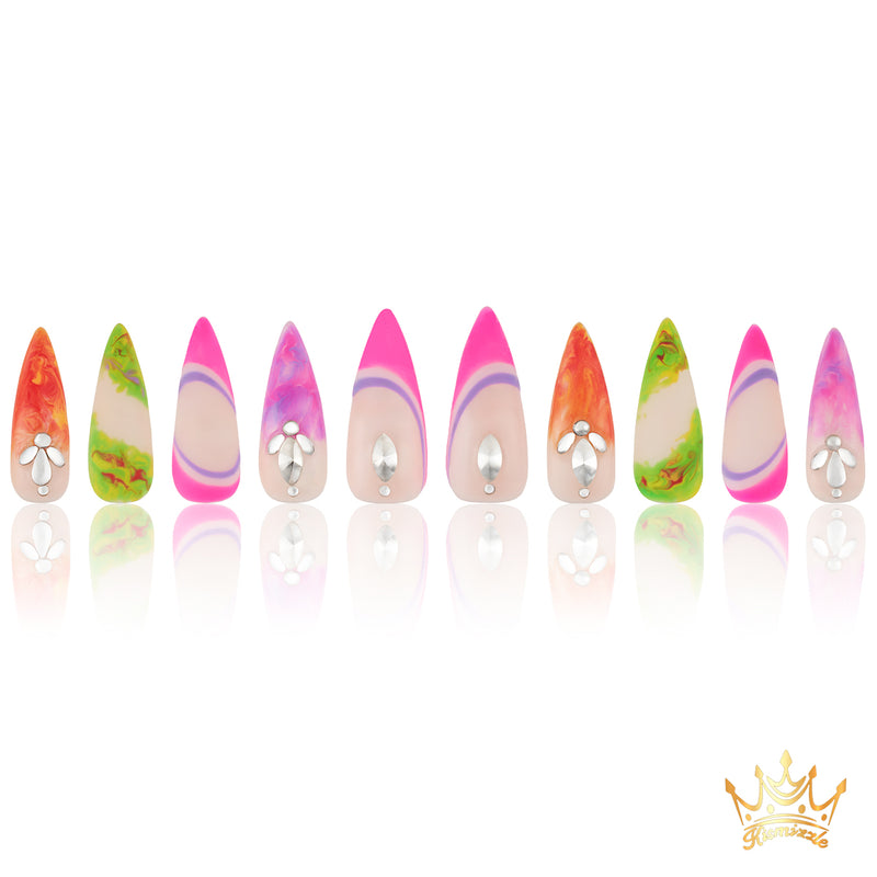 Sunset Swirl Handmade Nails MG465