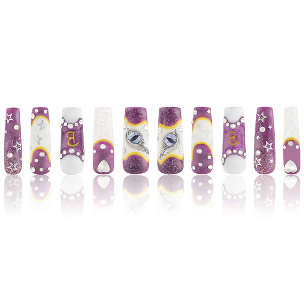Raven's Starry Night Handmade Nails MG476