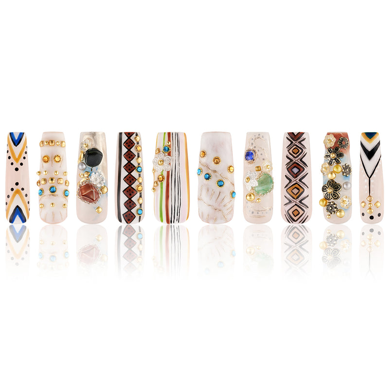 Tribal Glimmer Handmade Nails MG483