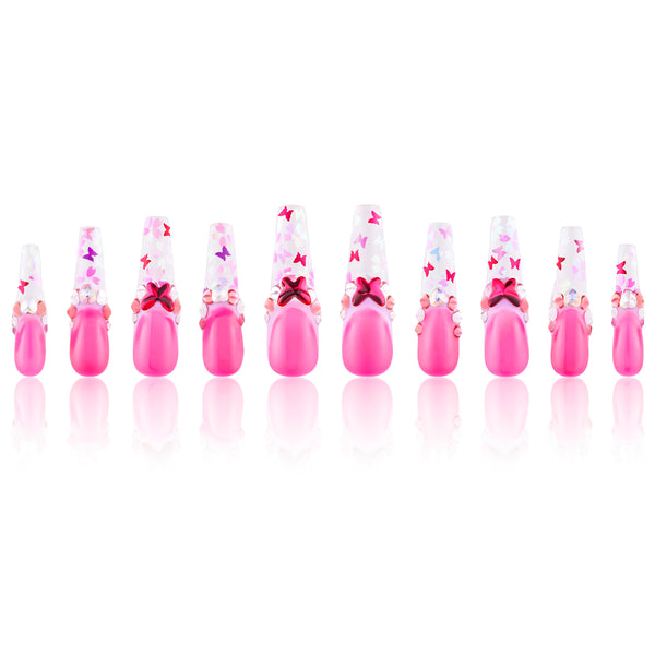 Pink Flutter Handmade Nails MG504