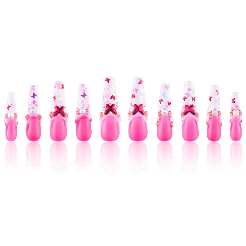 Pink Flutter Handmade Nails MG504
