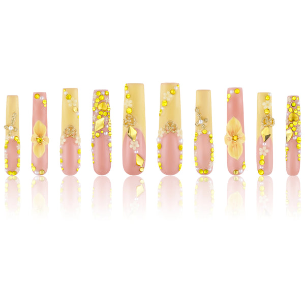 Golden Blossoms Handmade Nails MG505