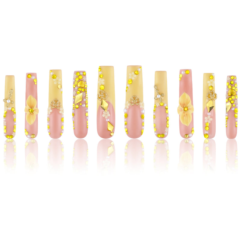 Golden Blossoms Handmade Nails MG505