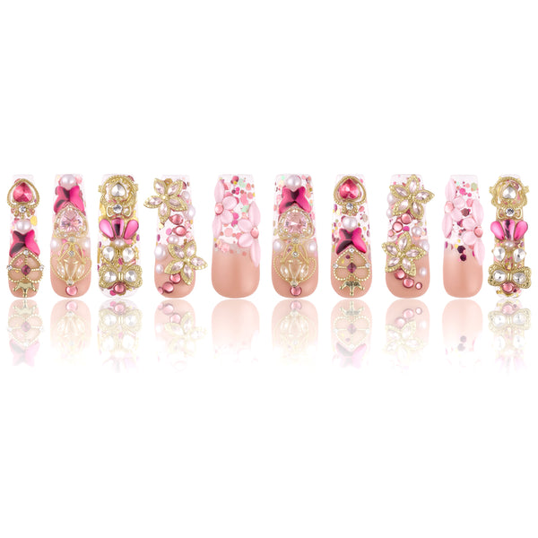 Luxe Floral Gala Handmade Nails MG534