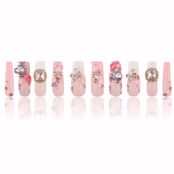 Bling Heart Handmade Nails MG543
