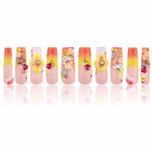 Peachy Sunset Handmade Nails MG544