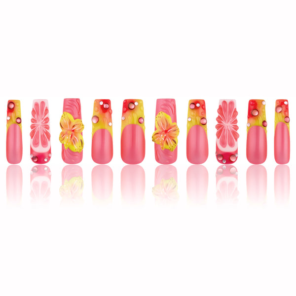 Floral Drip Handmade Nails MG548
