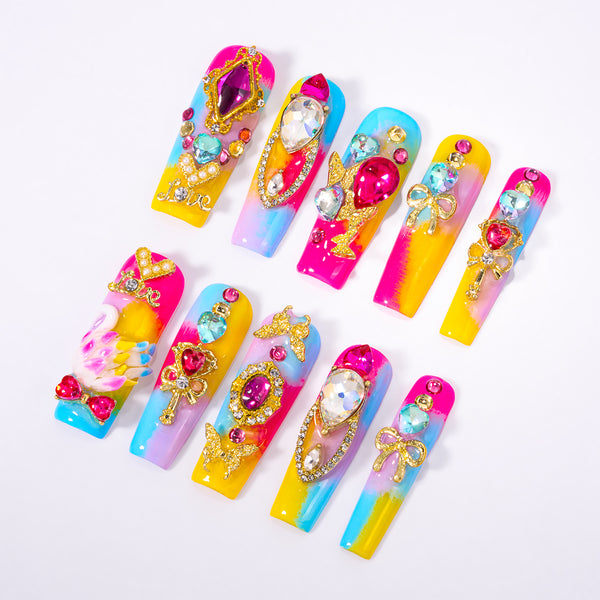 Swan Fantasy Glow Handmade Nails MG564