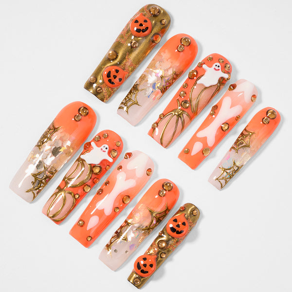 Pumpkin Spell Handmade Nails MG571