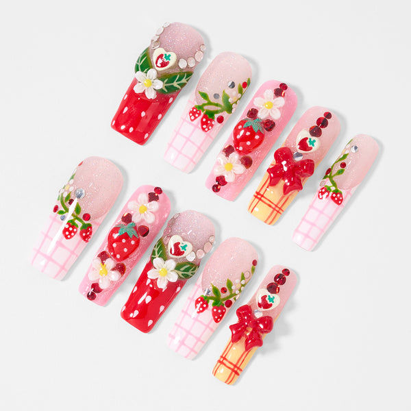 Berry Picnic Dance Handmade Nails MG588