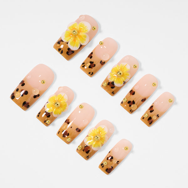 Floral Leopard Fun   Handmade Nails MG601