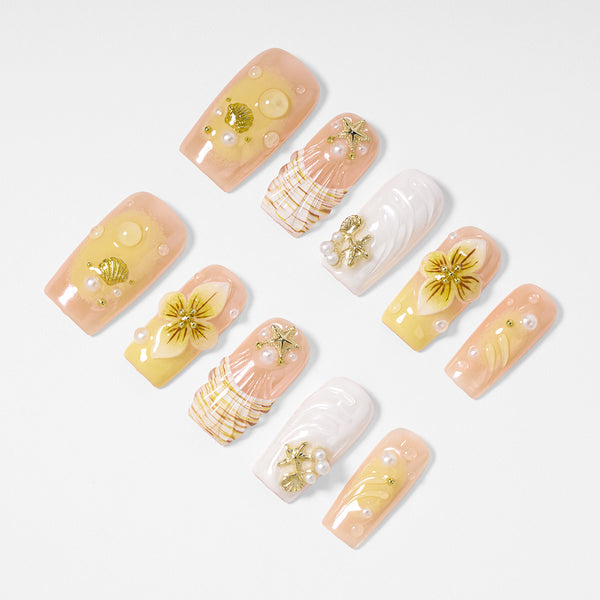 Seaside Blooms   Handmade Nails MG602